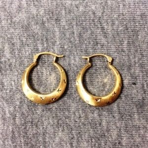 14K Diamond Cut Hoop Earrings